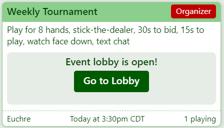 Example Event with Lobby Open