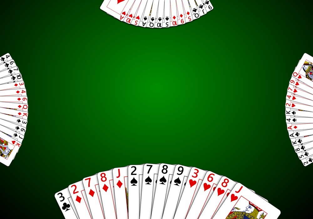 A screenshot of a game being played with all hands face-up in Trickster Cards. This is useful for learning and teaching other players.